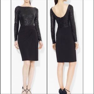LAUREN RALPH LAUREN EVENING BLACK SEQUIN DRESS